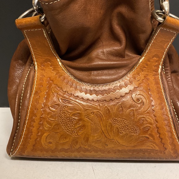 Mary Alice Palmer Brown Leather Hand Tooled Leather Shoulder Bag Purse - Picture 5 of 17